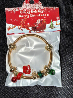 Christmas Charm Bracelet Gold & Red